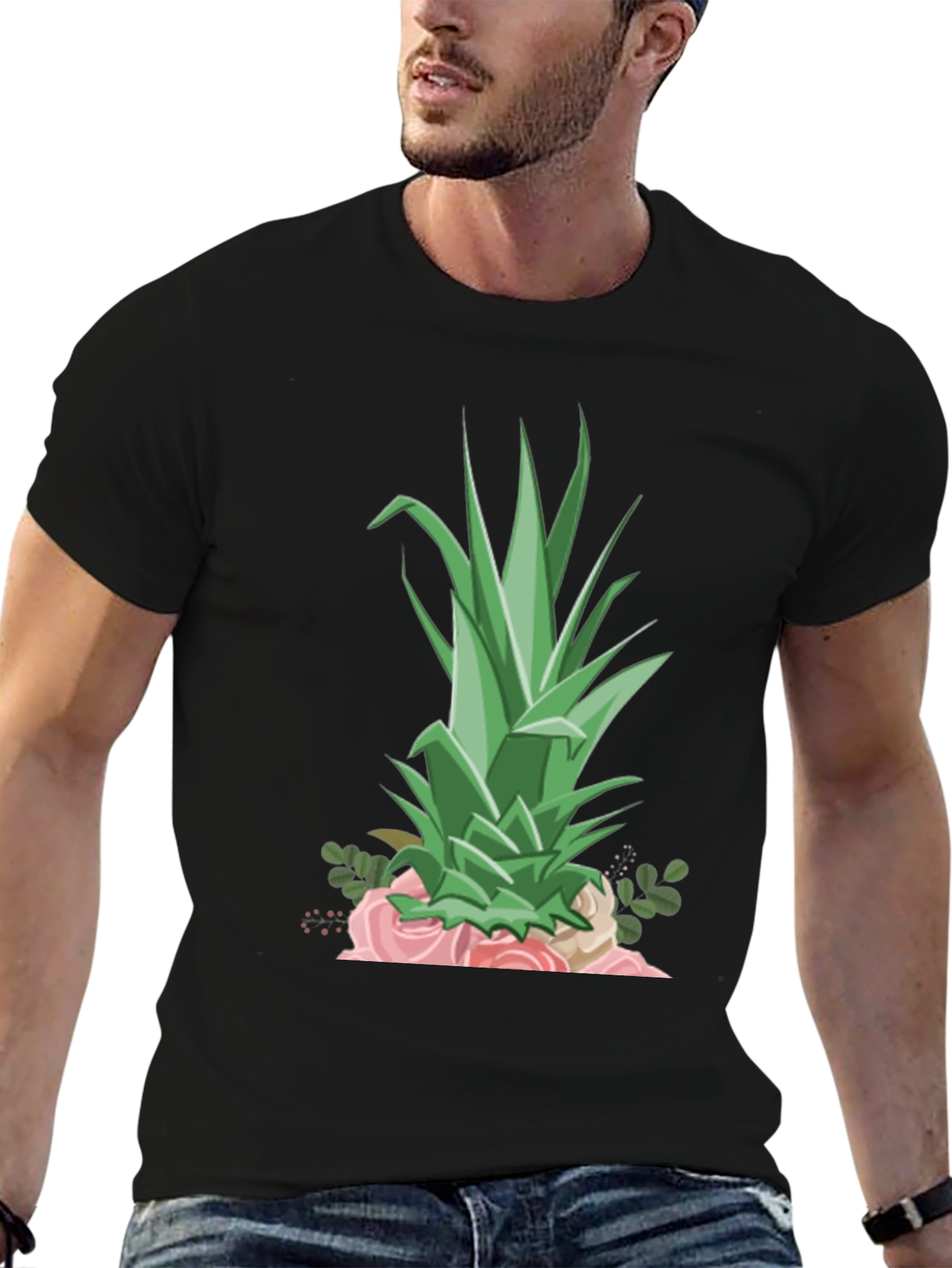 Pineapple & Roses Graphic Tee - Stylish Summer Shirt