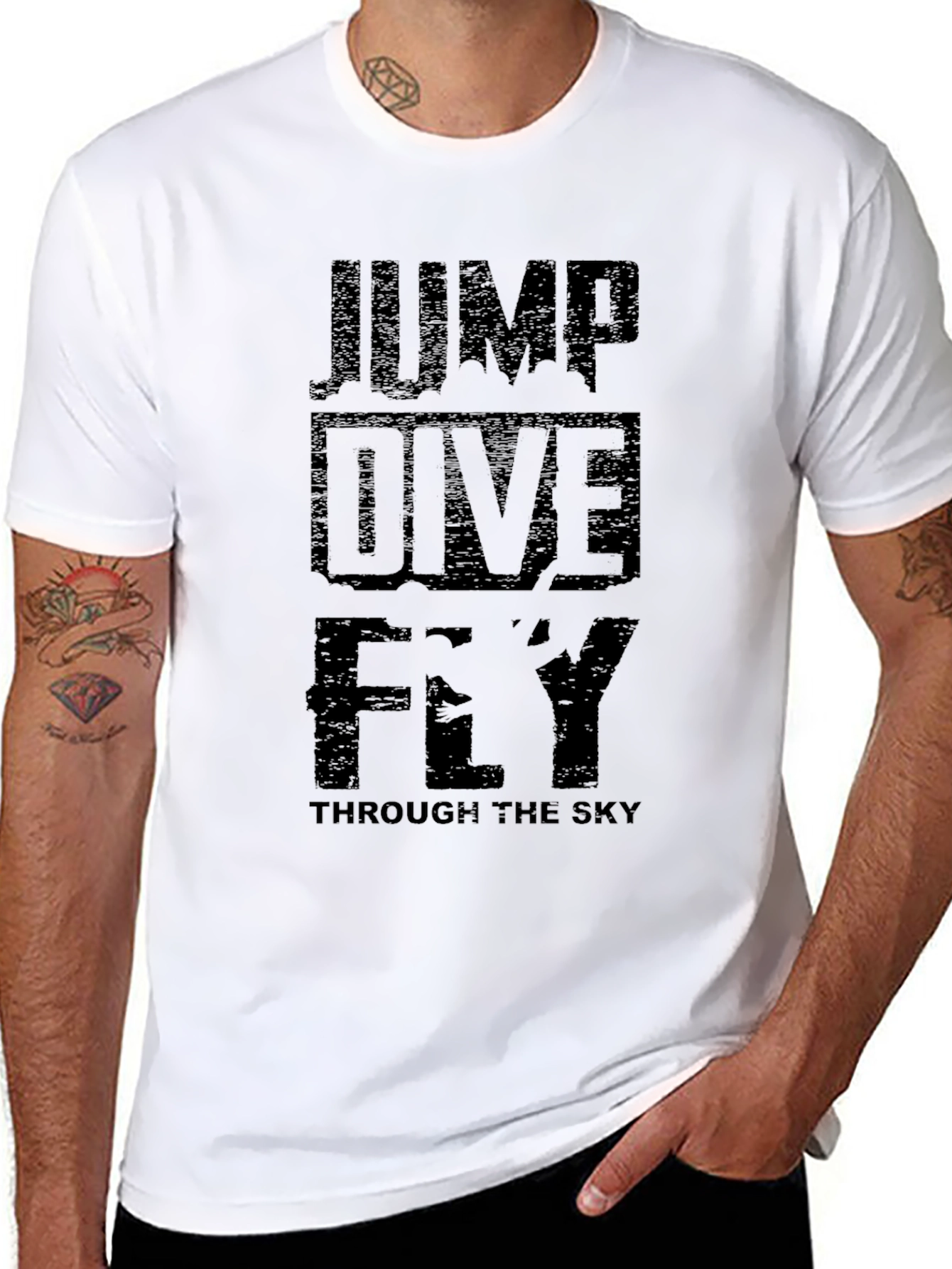 Jump Dive Fly Black Graphic T-Shirt