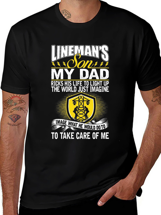 Linemans Son T-Shirt - My Dad Lights Up The World