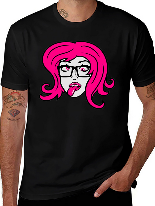 Cartoon Girl Graphic Tee - Black T-Shirt