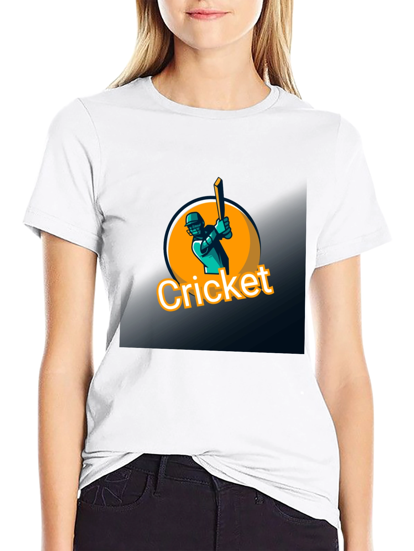 Cricket Player Graphic Black T-Shirt