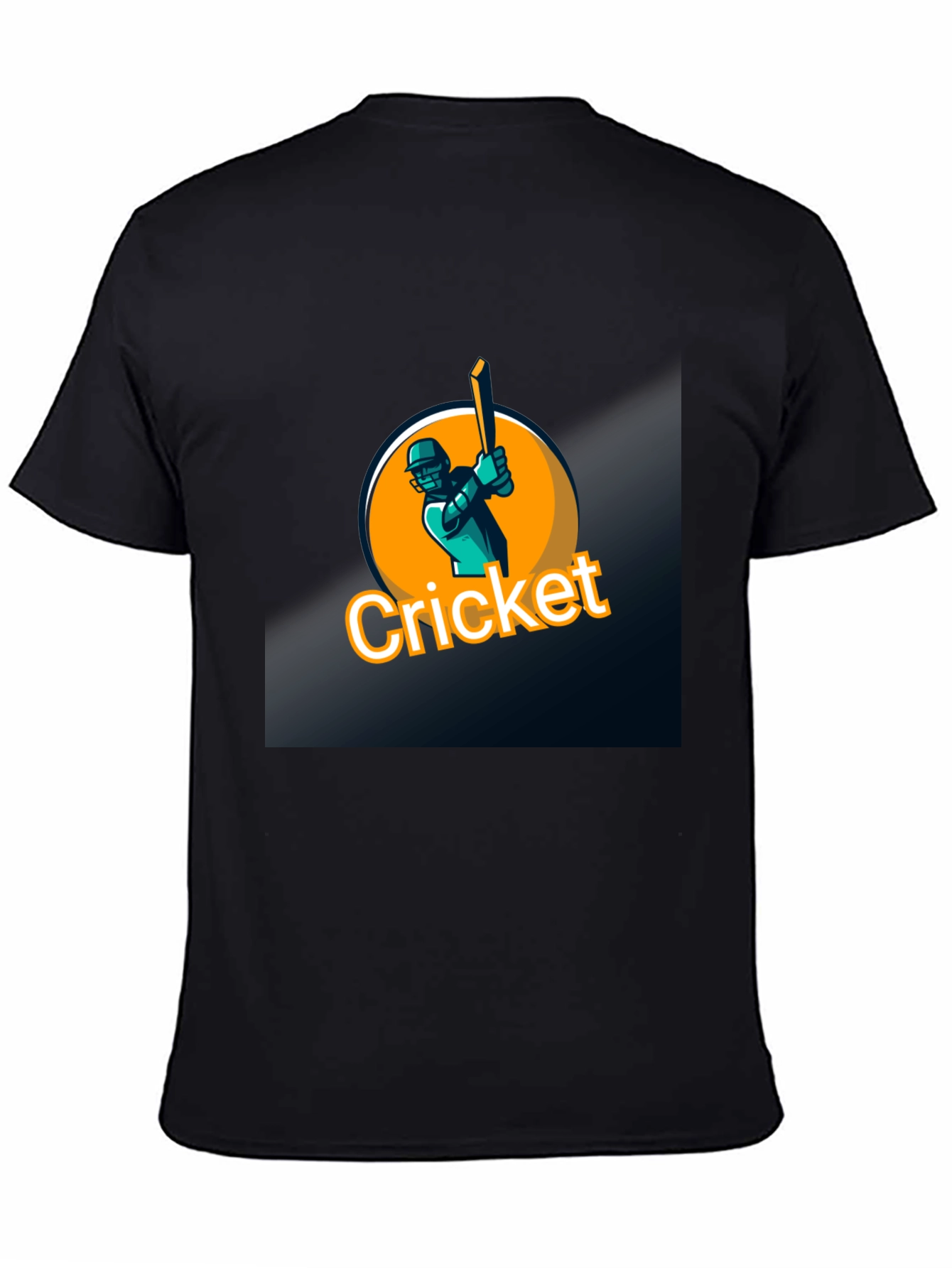 Cricket Player Graphic Black T-Shirt