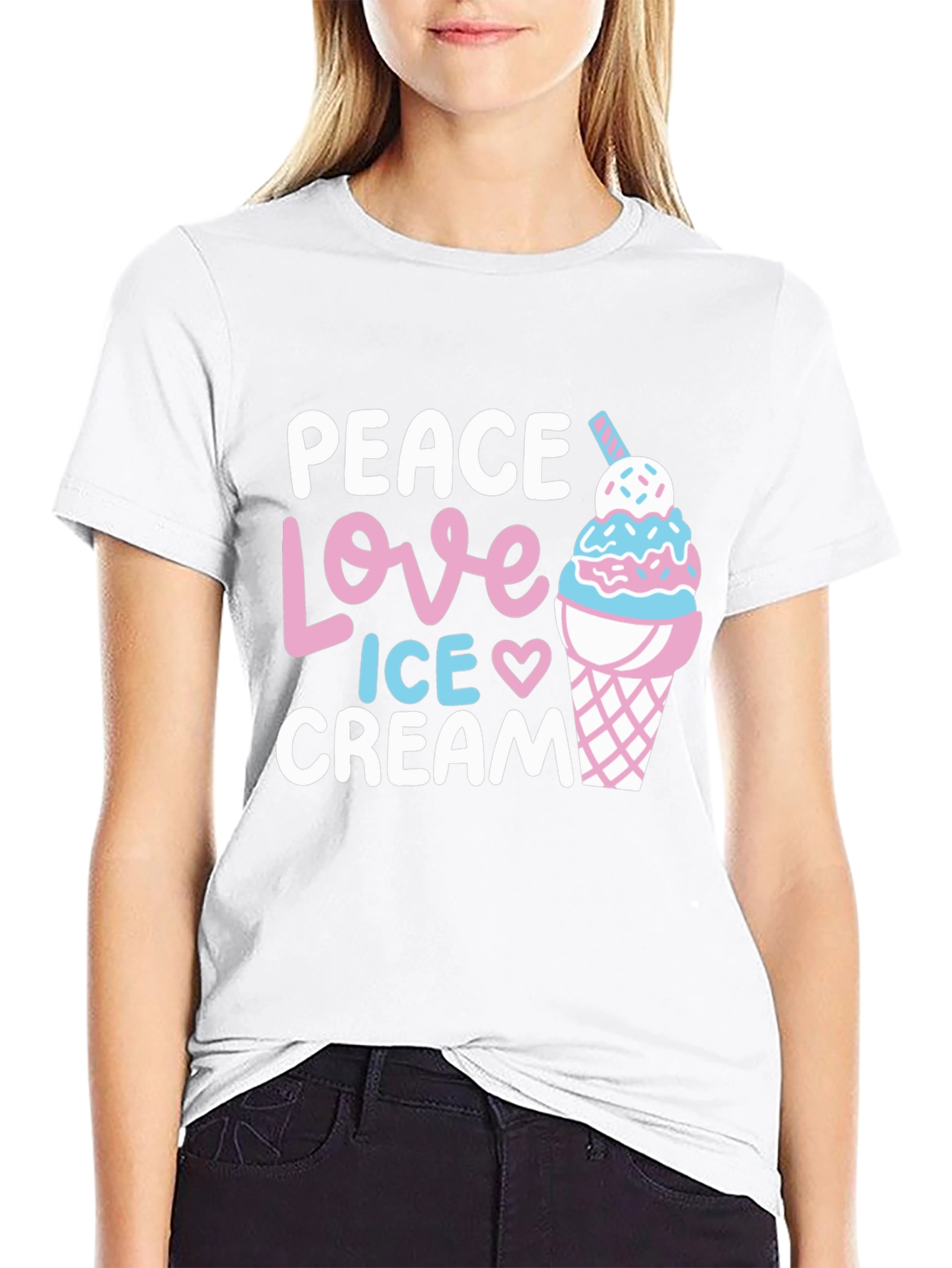 Peace Love Ice Cream Graphic T-Shirt