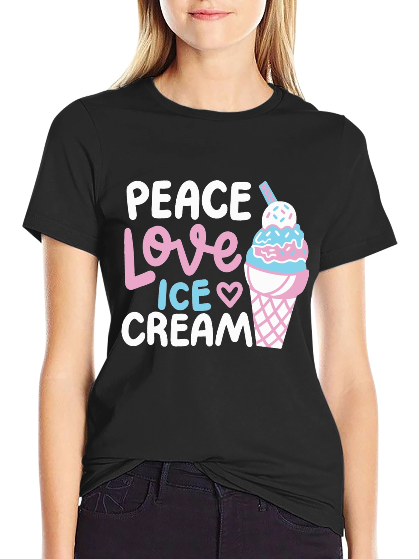 Peace Love Ice Cream Graphic T-Shirt