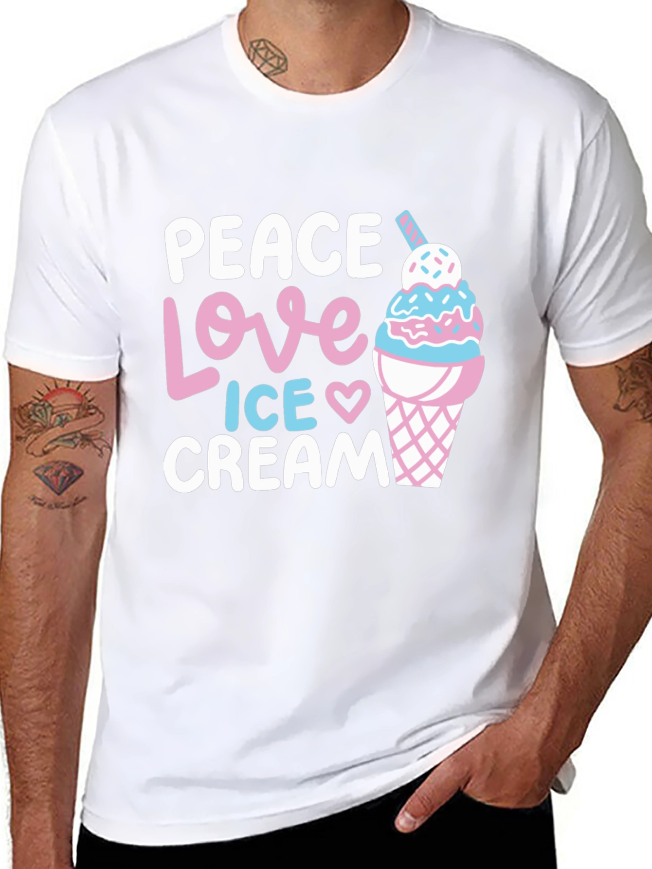 Peace Love Ice Cream Graphic T-Shirt