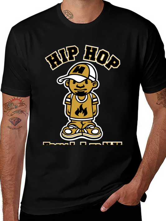 Hip Hop Cartoon Graphic T-Shirt