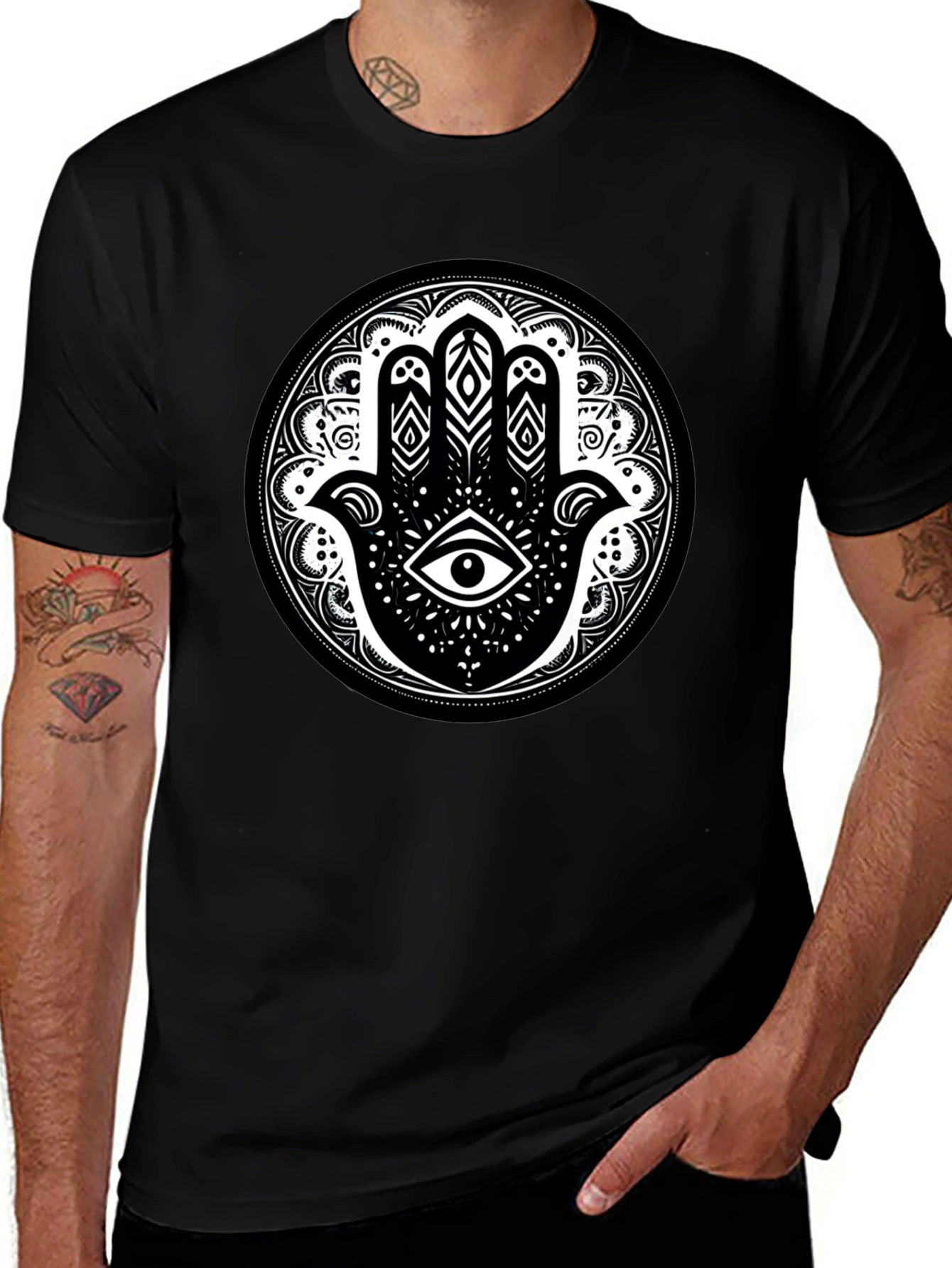 Hamsa Hand Graphic Tee - Unisex Black T-Shirt