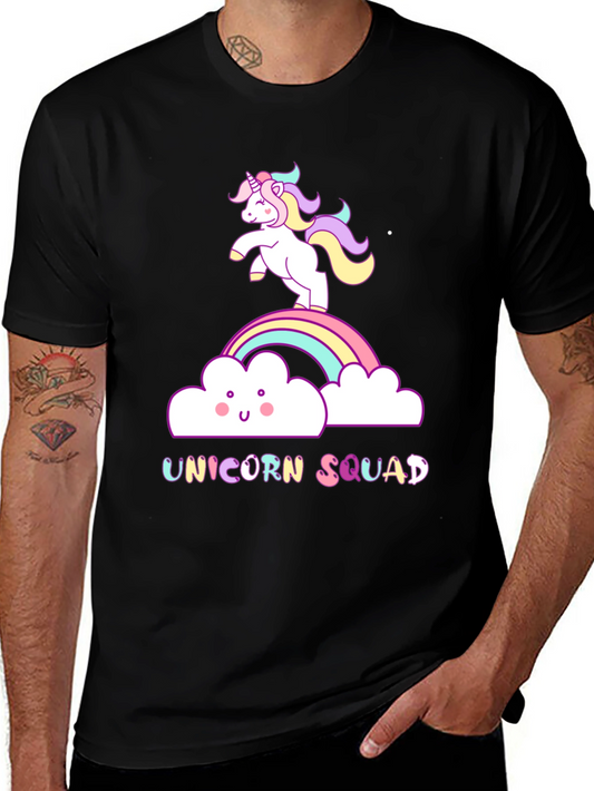 Unicorn Squad Graphic Tee - Black Cotton T-Shirt