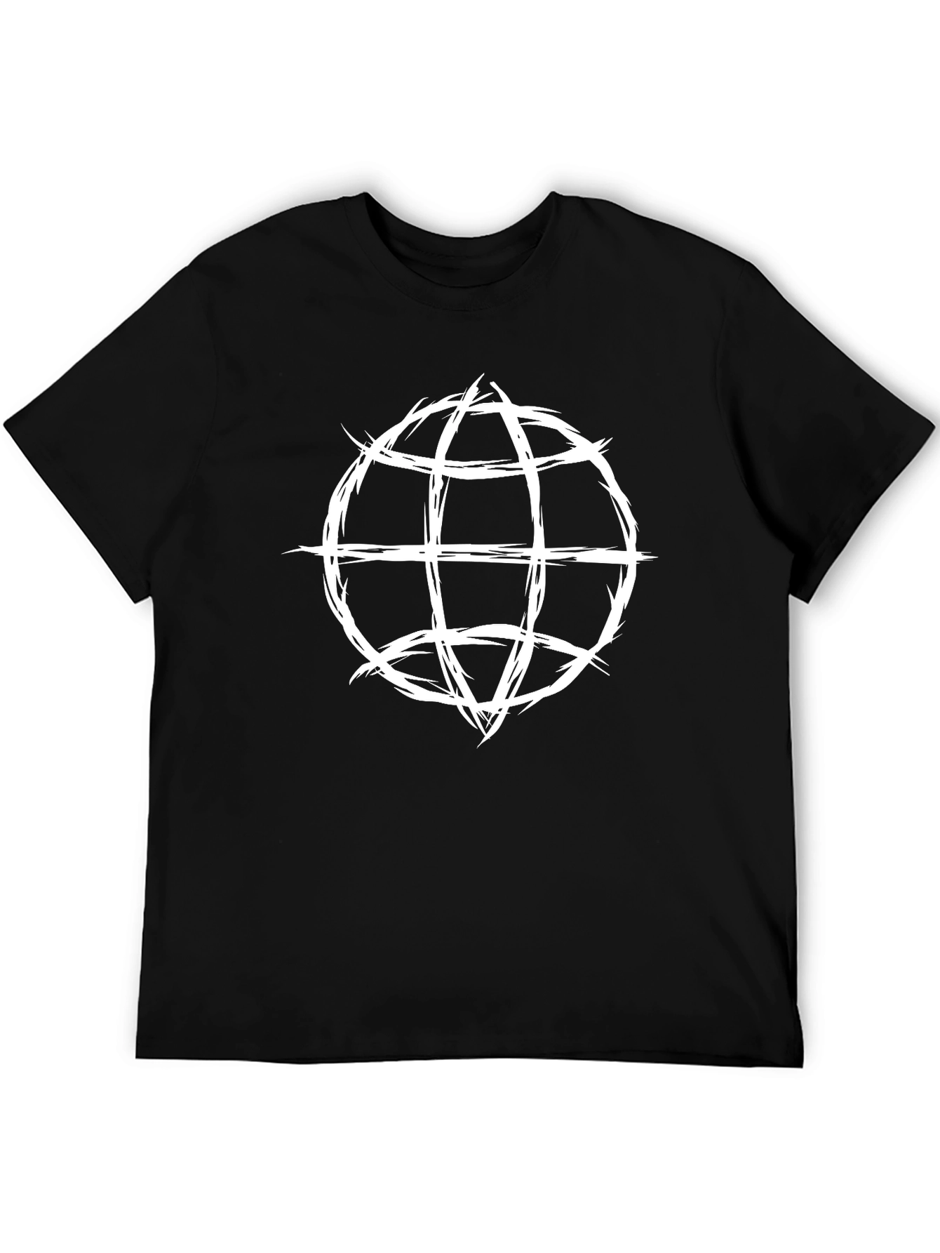 Edgy Globe Graphic Tee - Black Cotton T-Shirt