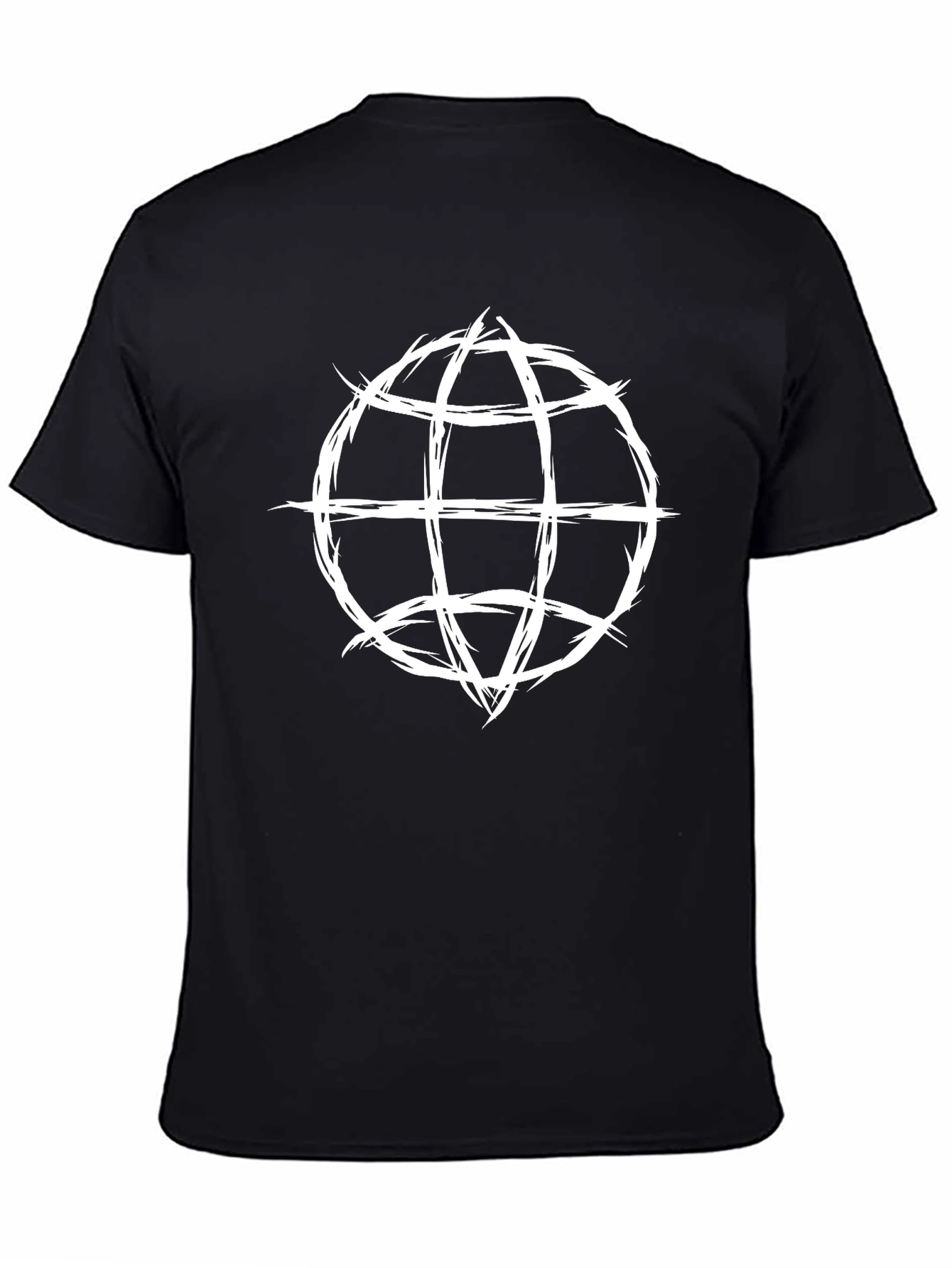 Edgy Globe Graphic Tee - Black Cotton T-Shirt