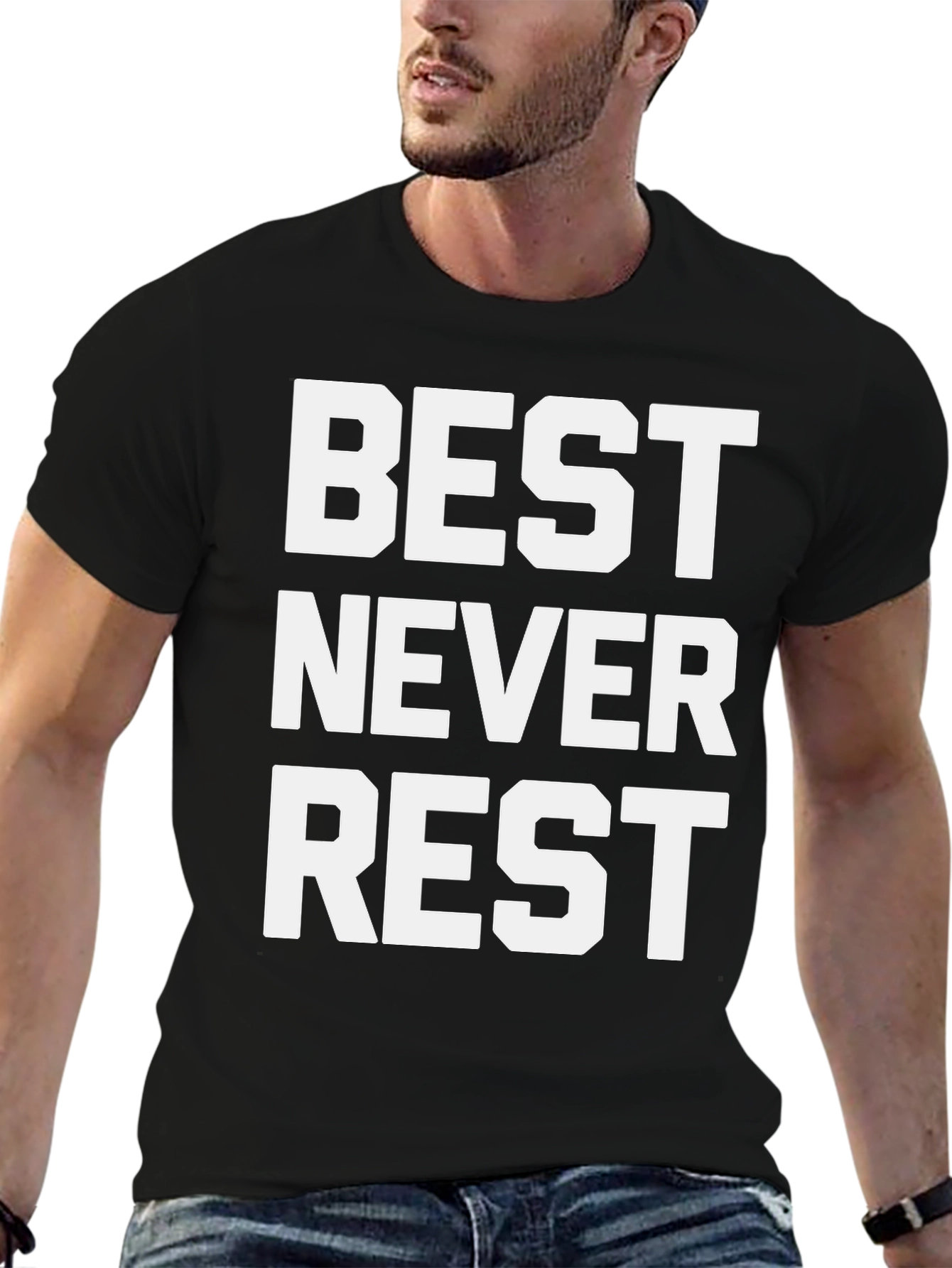 Best Never Rest Graphic Tee - Black Cotton