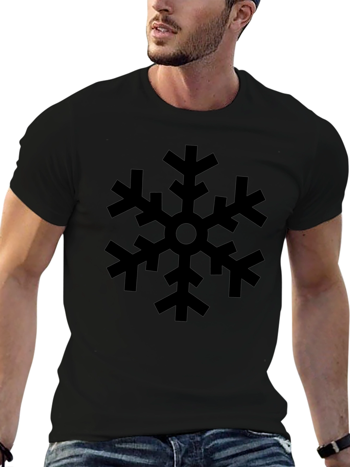Black Snowflake Graphic Tee - Winter Style