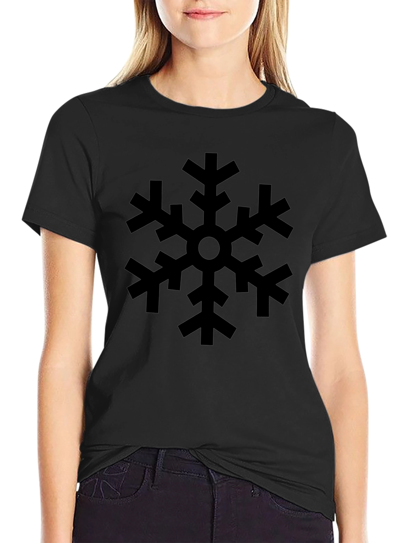 Black Snowflake Graphic Tee - Winter Style