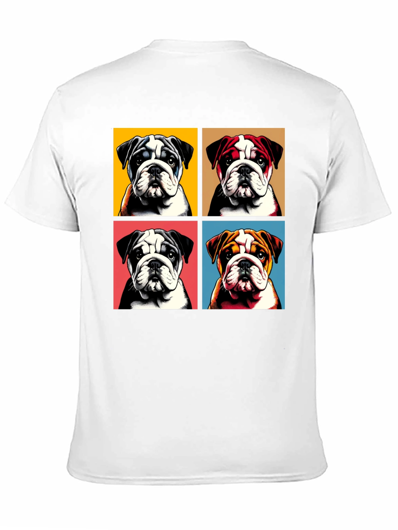 Bulldog Pop Art Graphic Tee - Black Cotton Blend