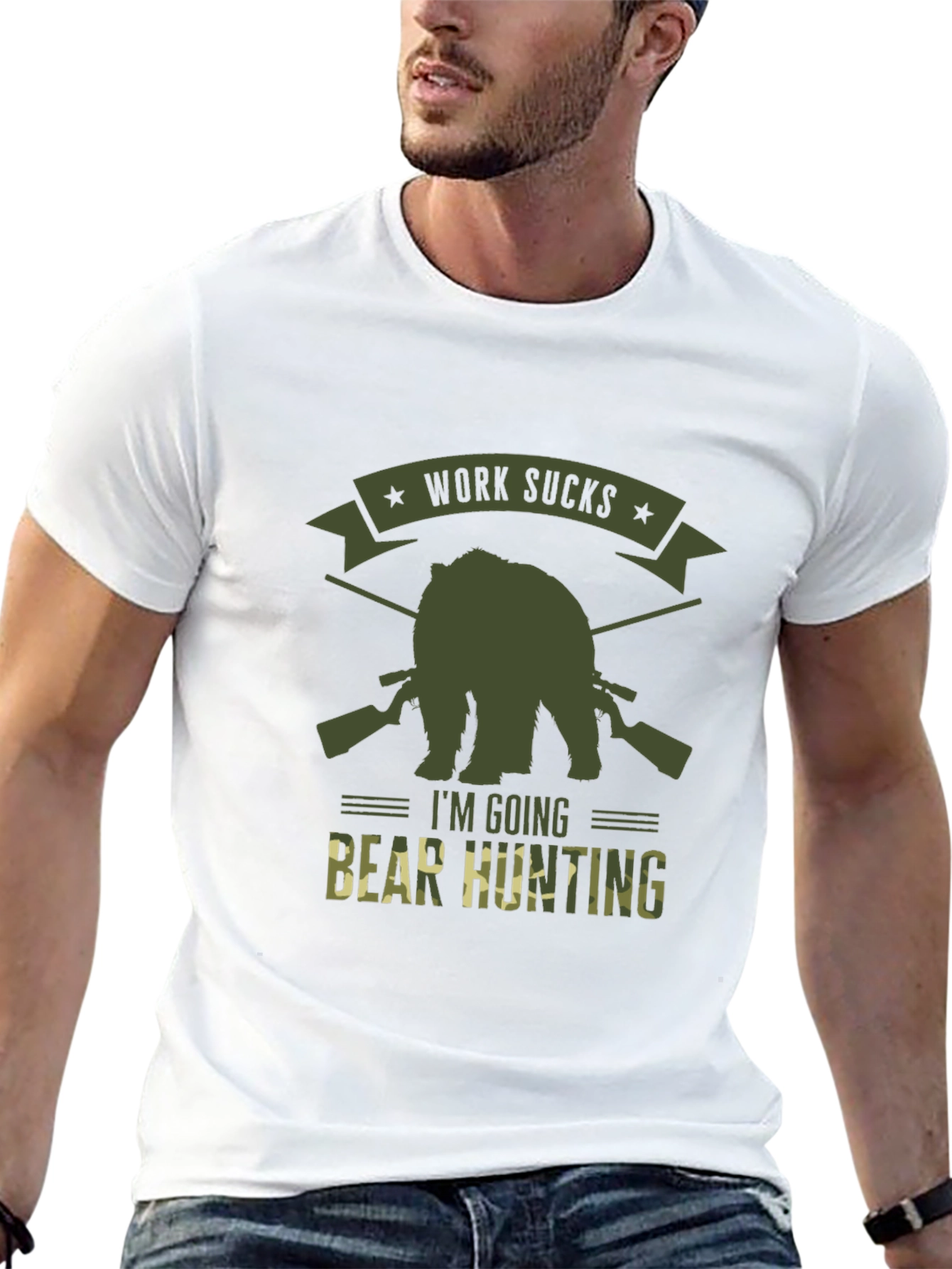 Work Sucks Bear Hunting T-Shirt