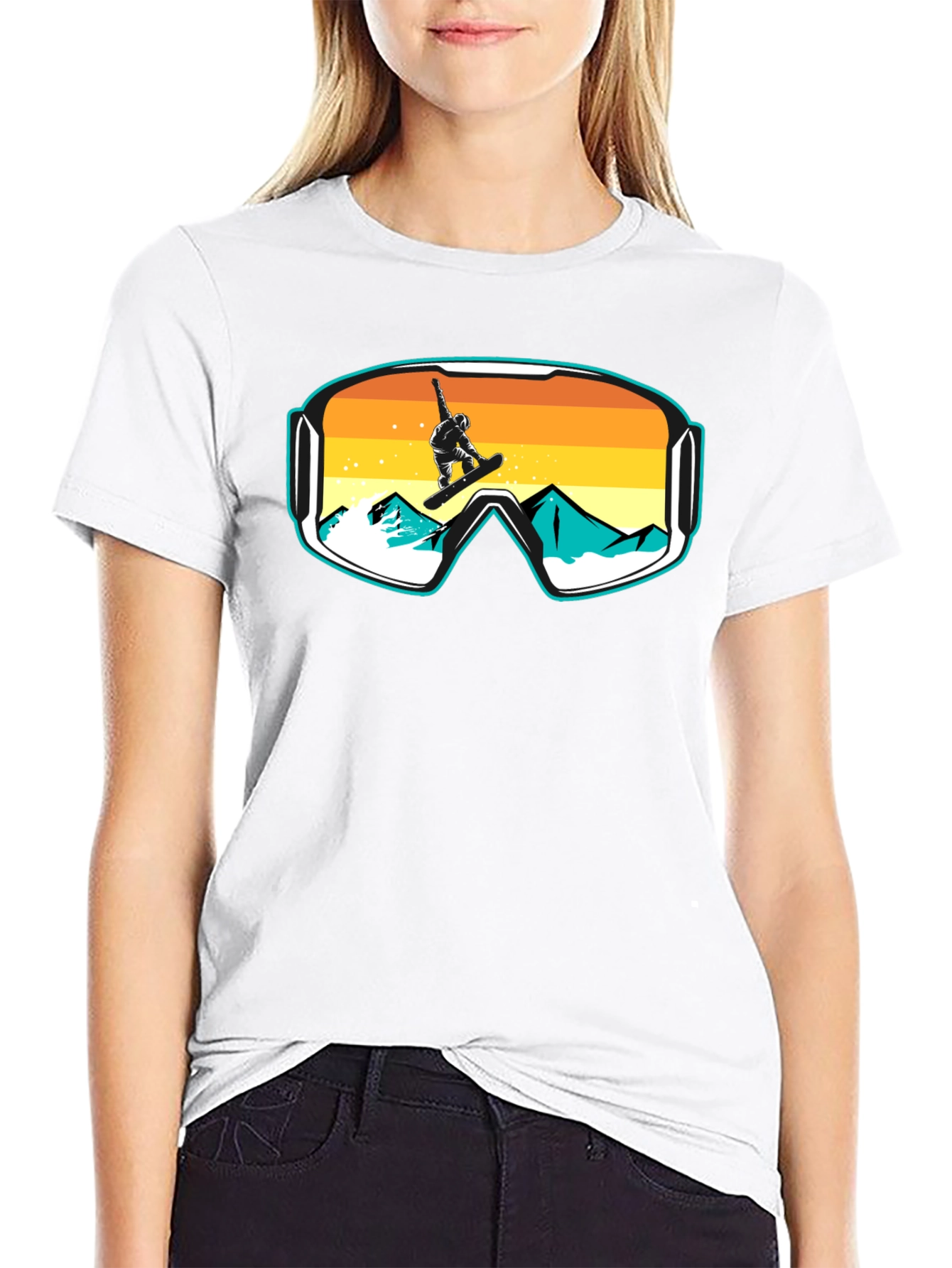 Snowboarder Goggles Graphic T-Shirt - Cool Mountain Design