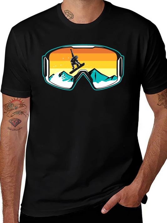 Snowboarder Goggles Graphic T-Shirt - Cool Mountain Design