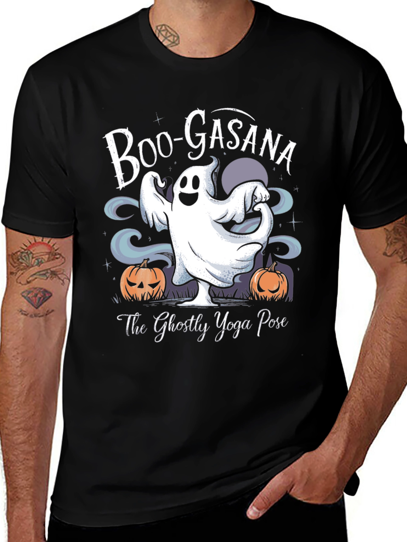 Boo-Gasana Halloween Yoga Ghost T-Shirt