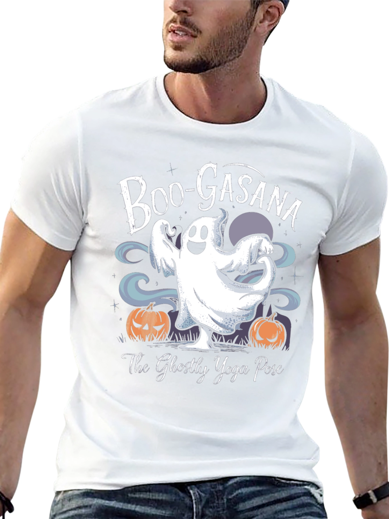 Boo-Gasana Halloween Yoga Ghost T-Shirt