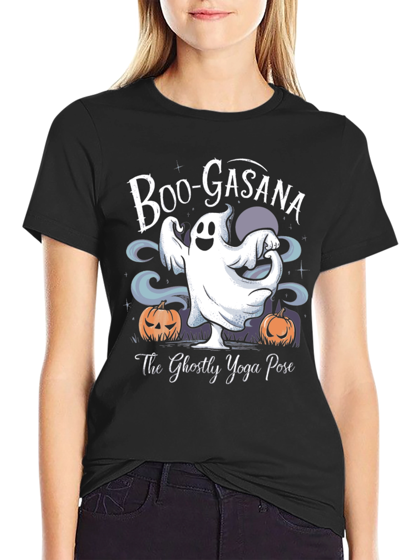 Boo-Gasana Halloween Yoga Ghost T-Shirt