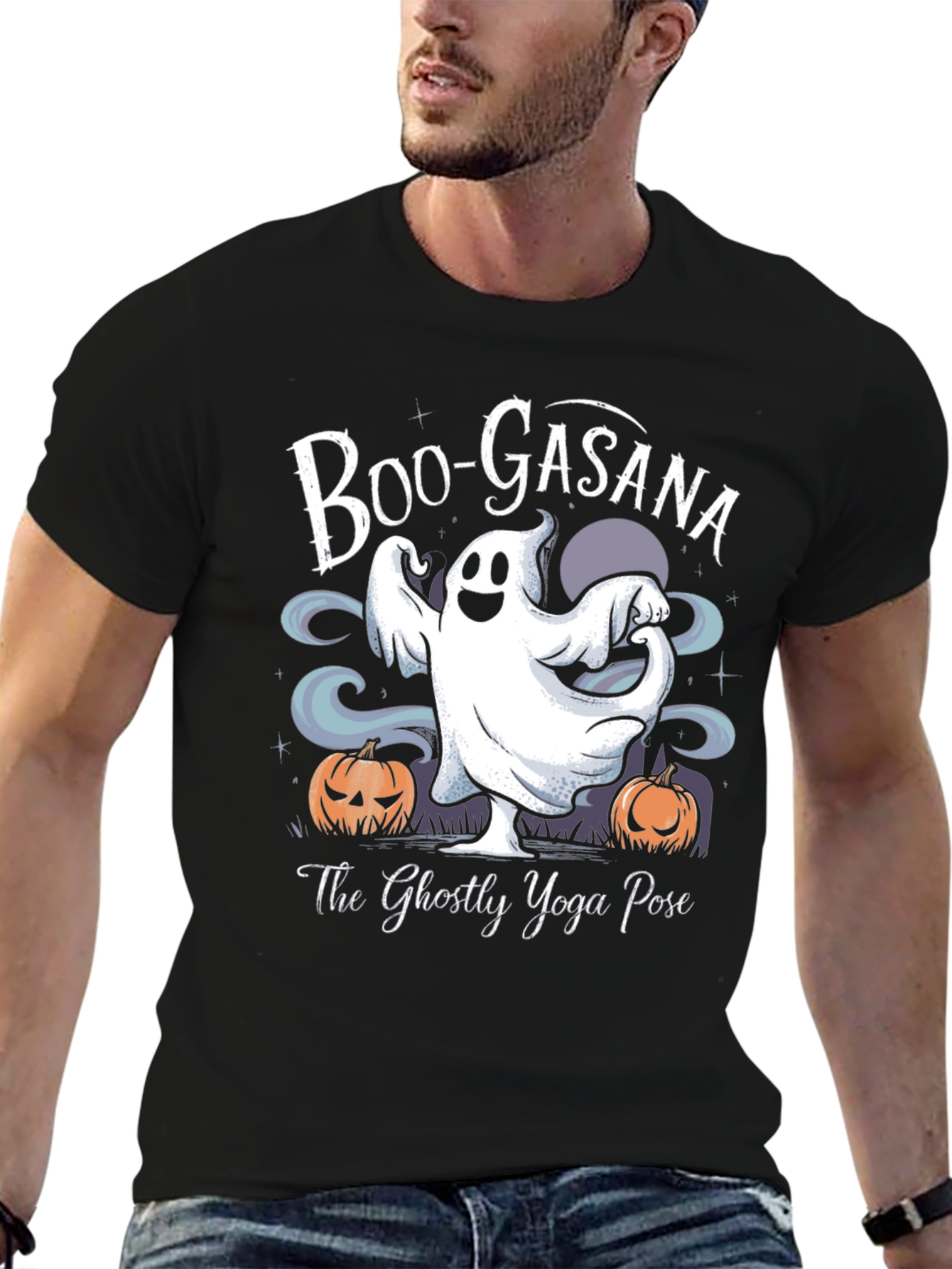 Boo-Gasana Halloween Yoga Ghost T-Shirt