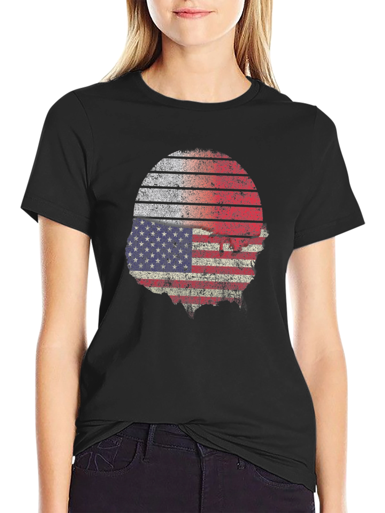 American Flag Skull Graphic Tee - Patriot Fashion