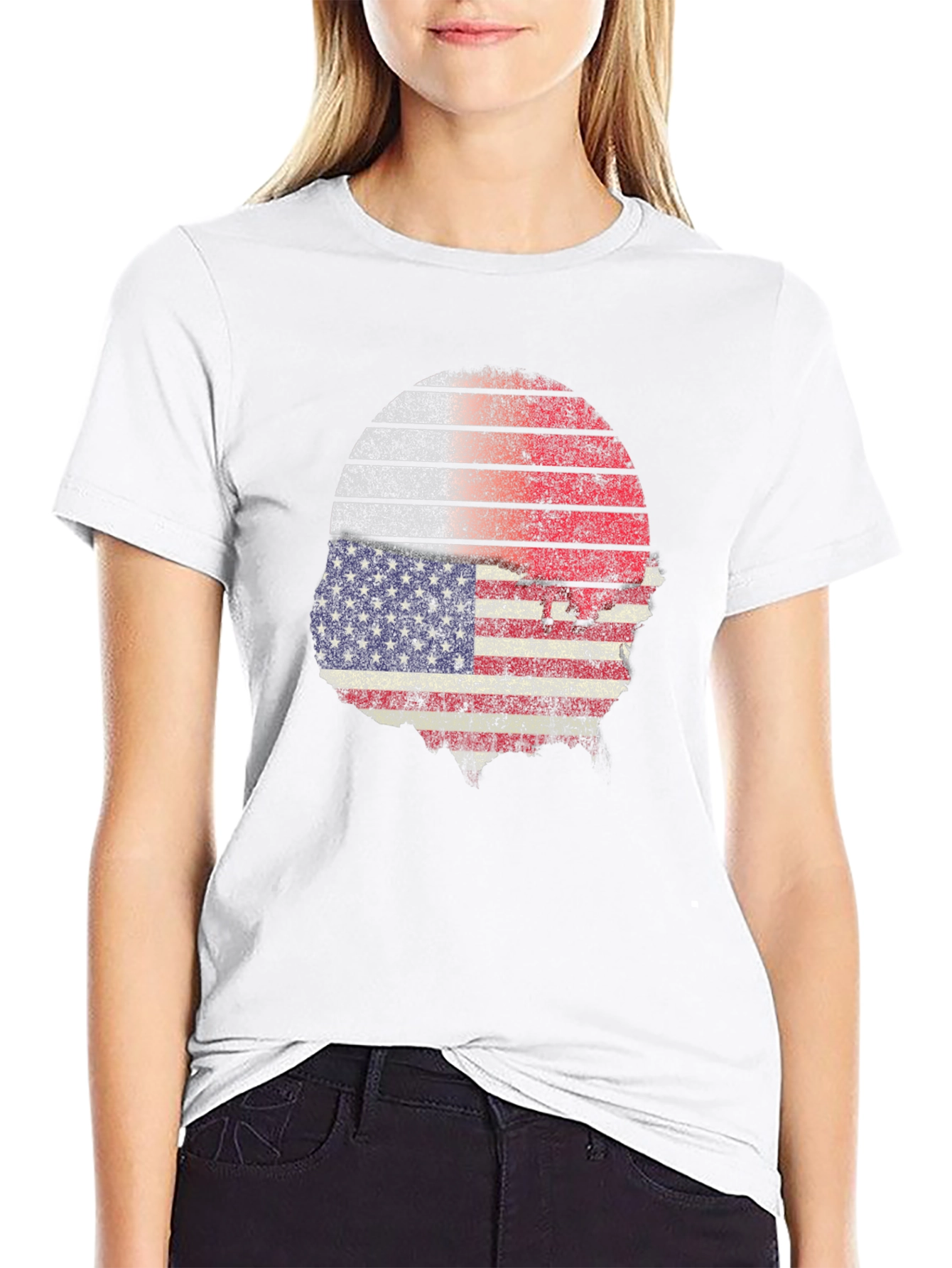 American Flag Skull Graphic Tee - Patriot Fashion