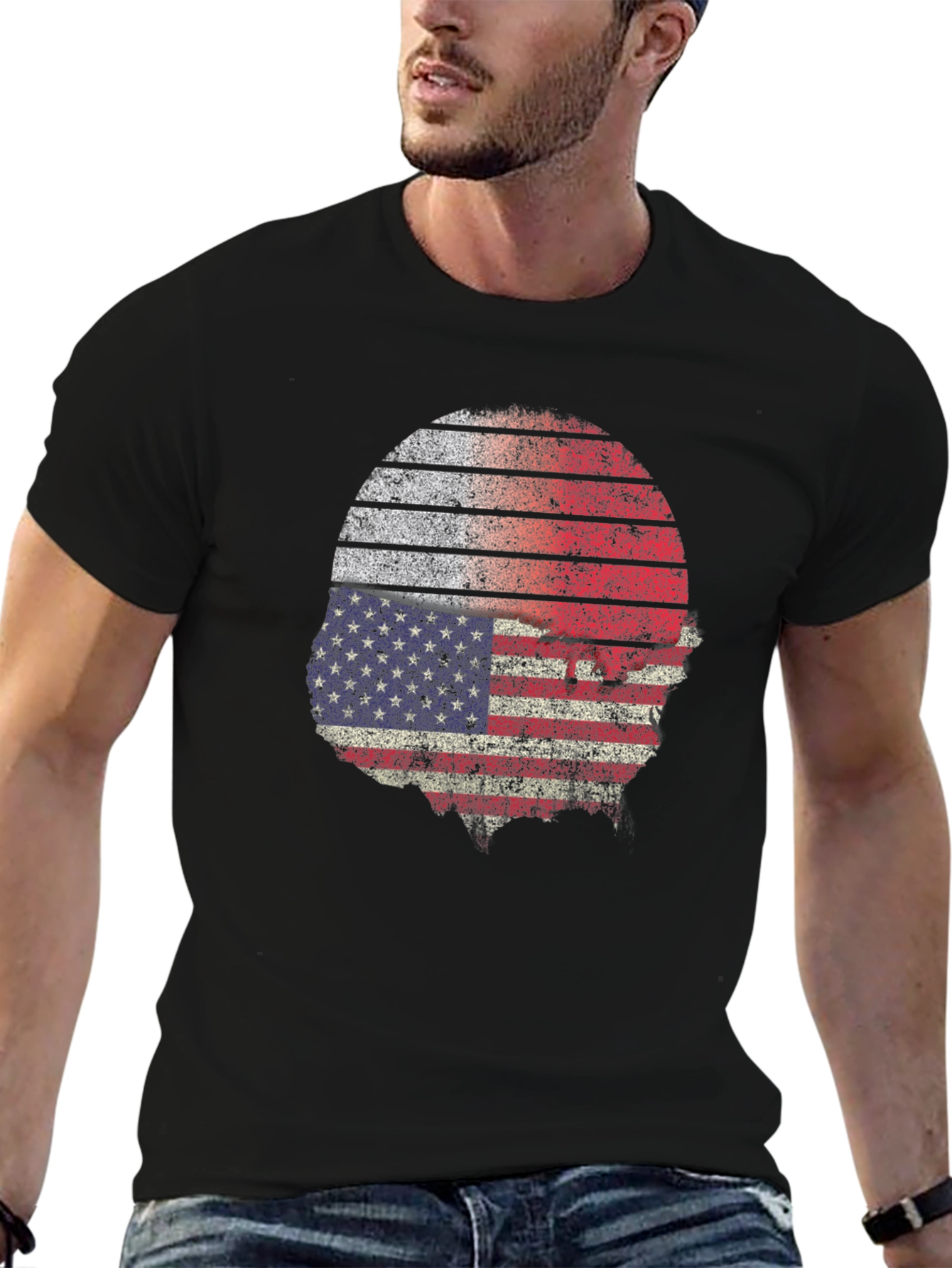 American Flag Skull Graphic Tee - Patriot Fashion