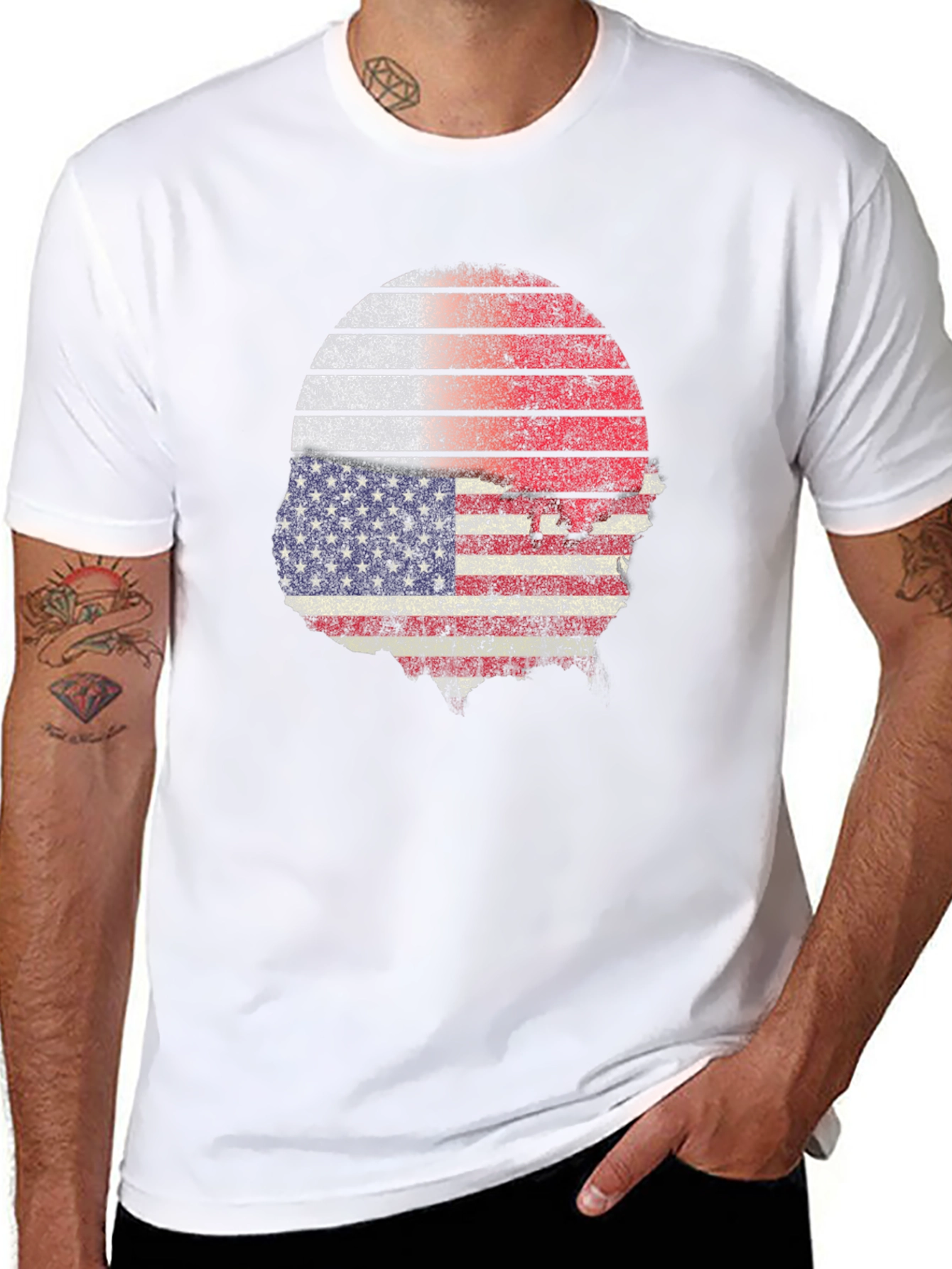 American Flag Skull Graphic Tee - Patriot Fashion