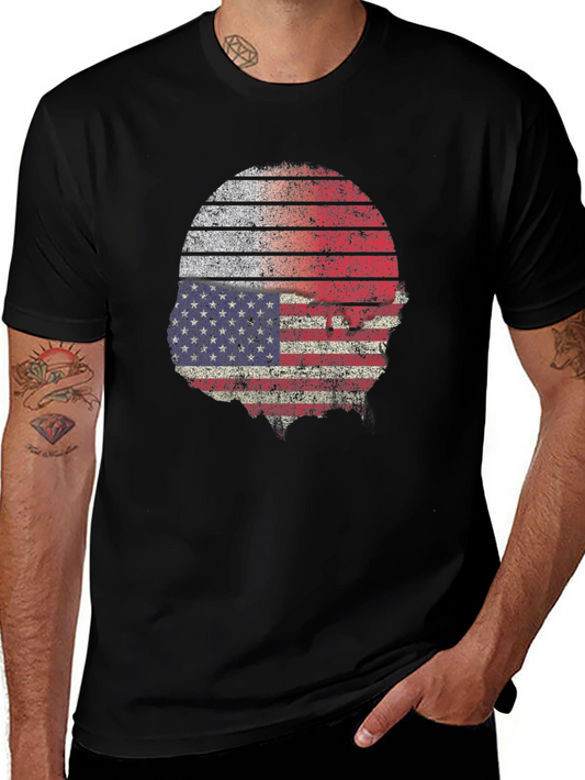 American Flag Skull Graphic Tee - Patriot Fashion