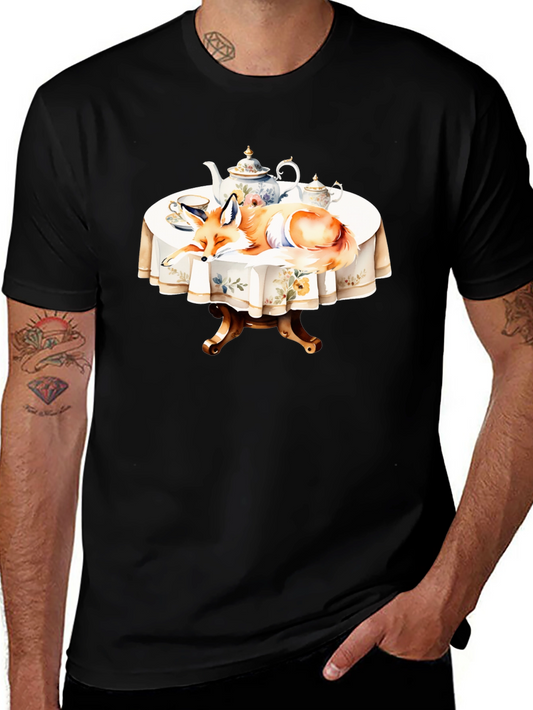 Fox Tea Party T-Shirt - Whimsical Design