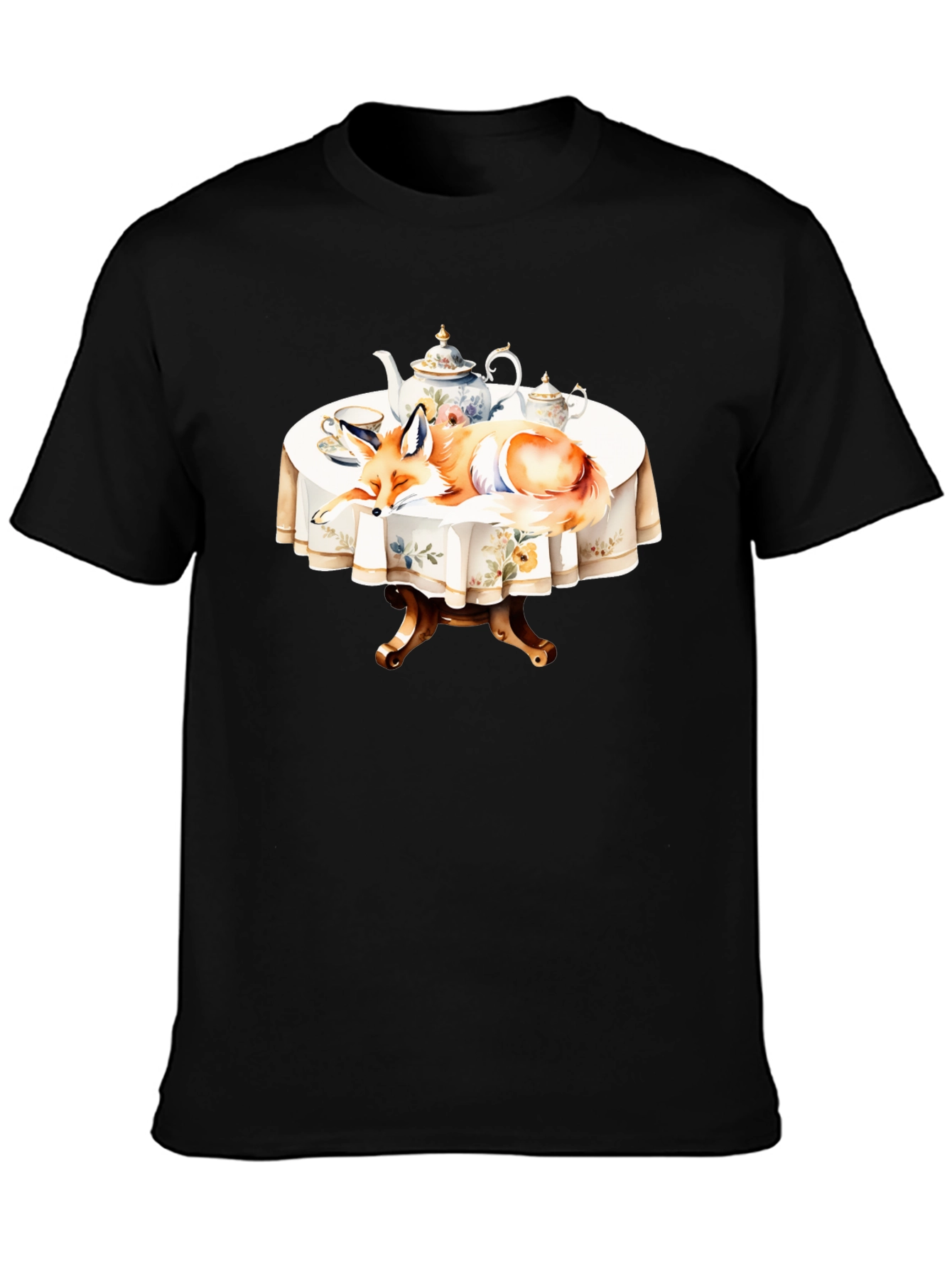 Fox Tea Party T-Shirt - Whimsical Design