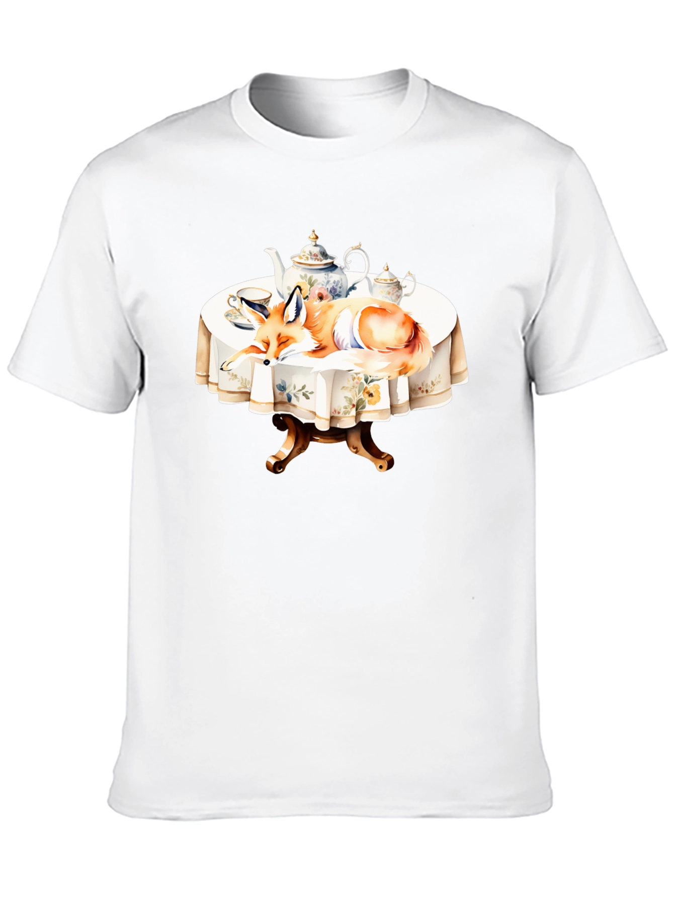 Fox Tea Party T-Shirt - Whimsical Design