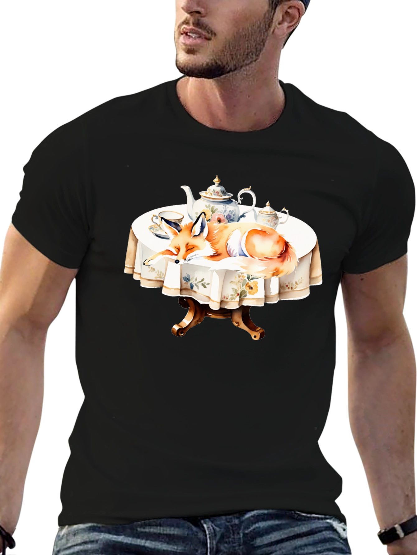 Fox Tea Party T-Shirt - Whimsical Design