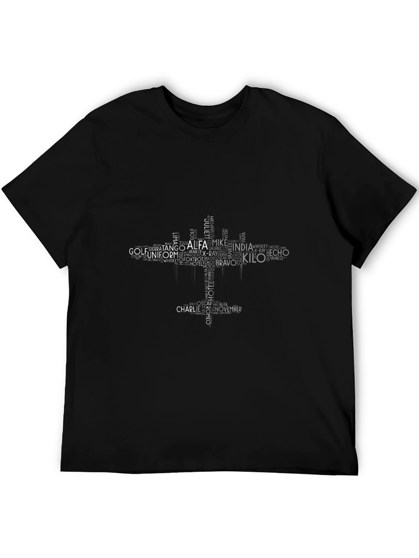 Phonetic Alphabet Word Cloud T-Shirt - Black