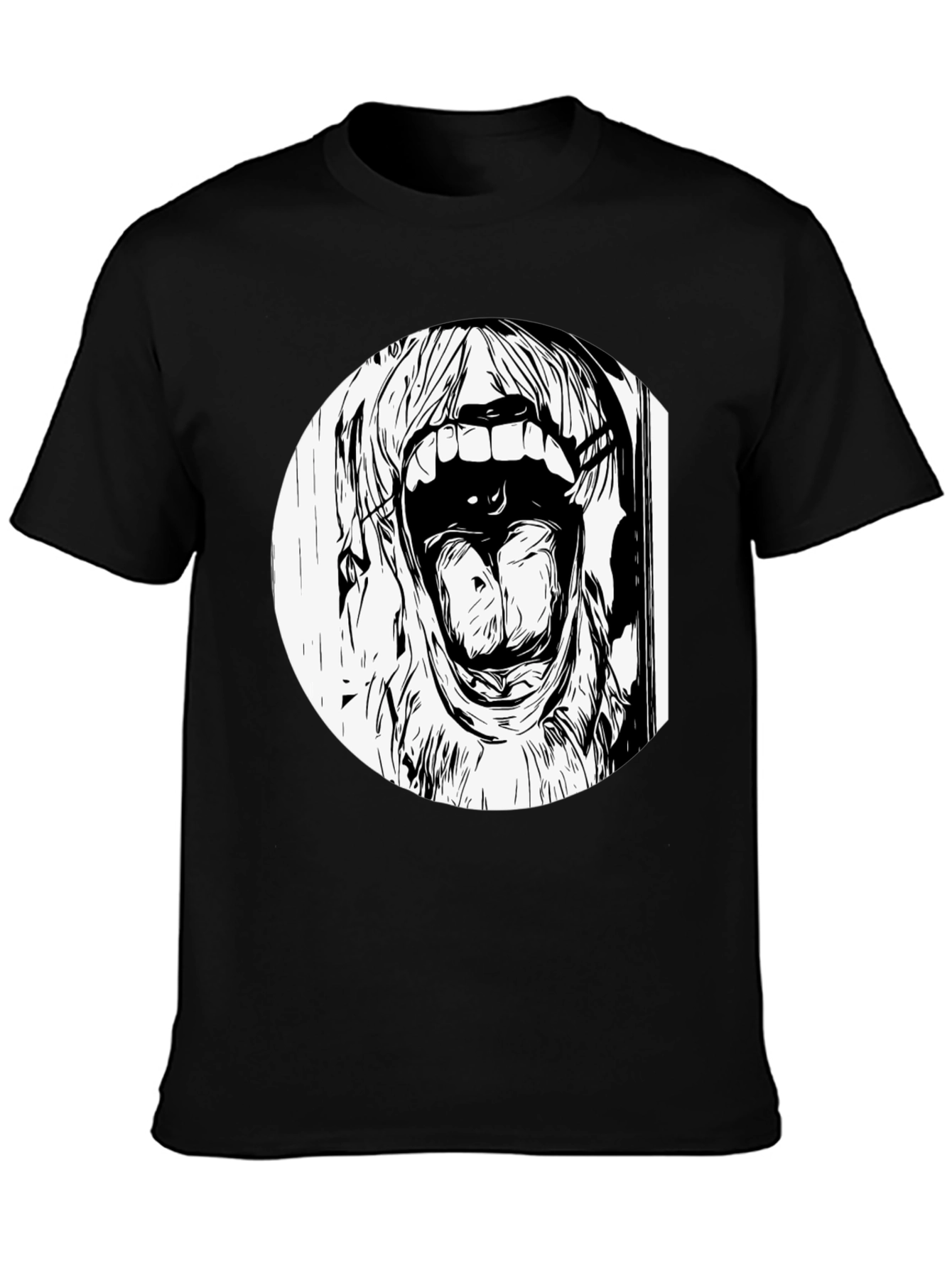 Screaming Face Graphic Tee - Black Cotton T-Shirt