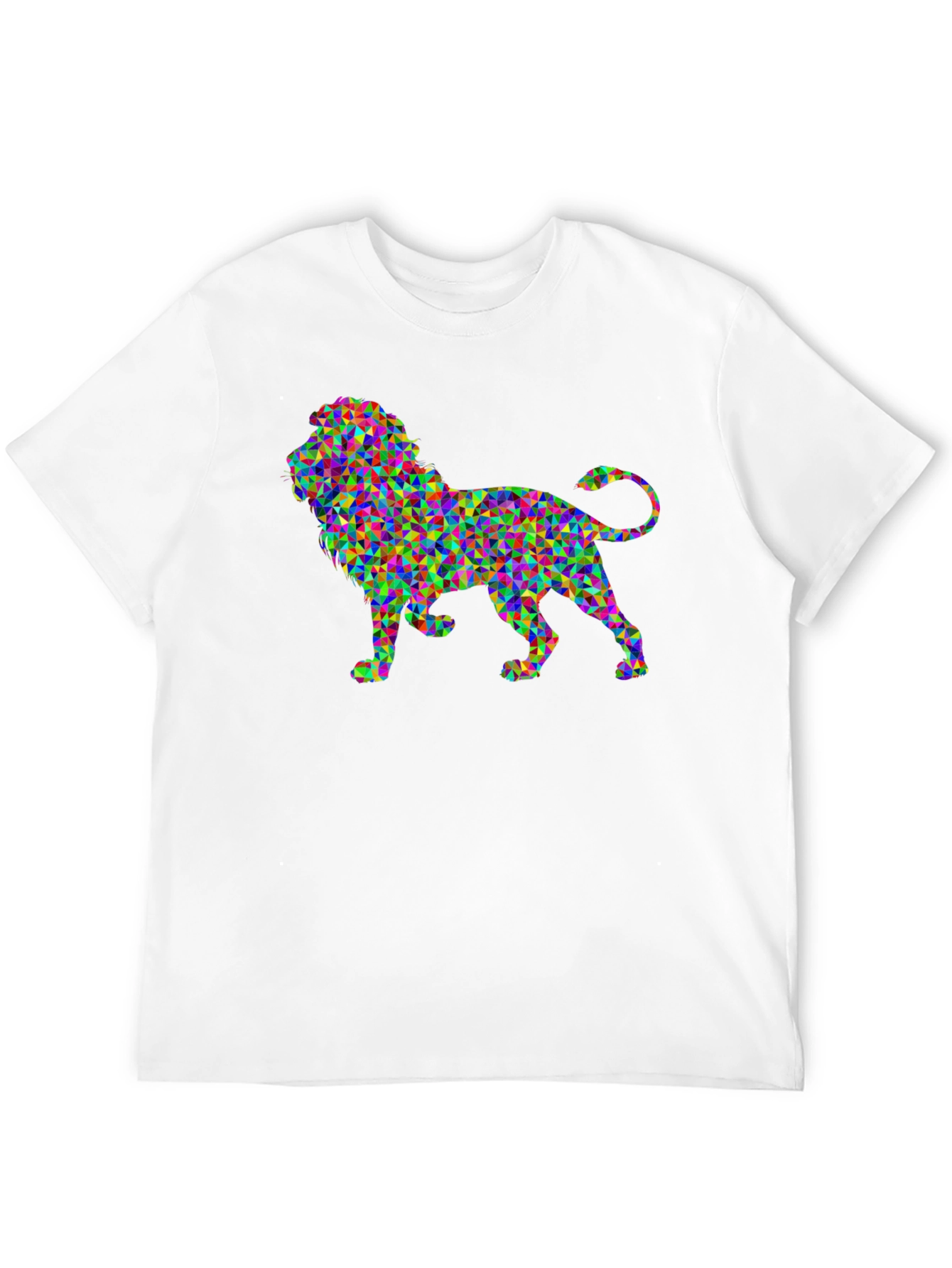Geometric Lion Graphic Black T-Shirt
