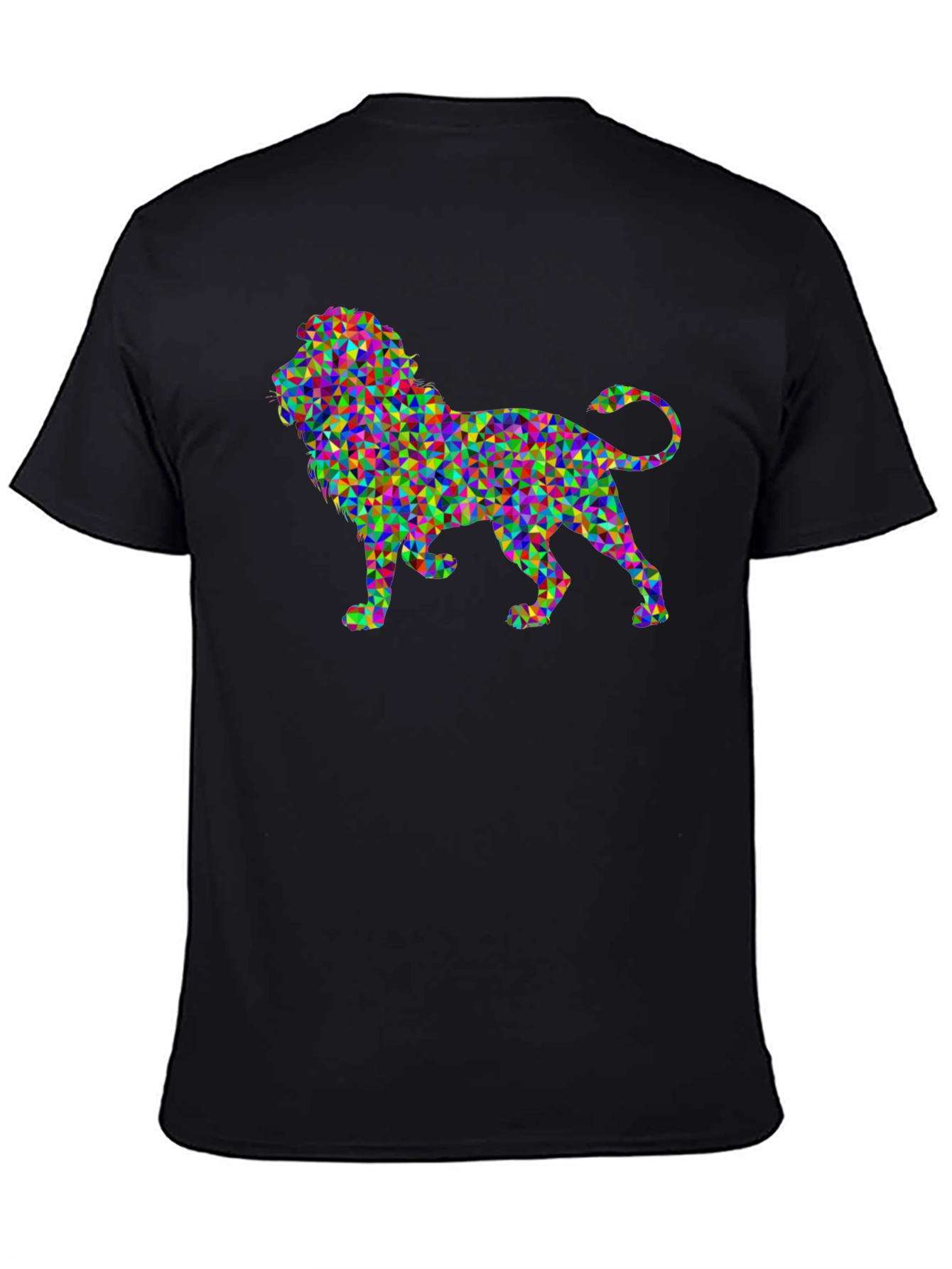 Geometric Lion Graphic Black T-Shirt