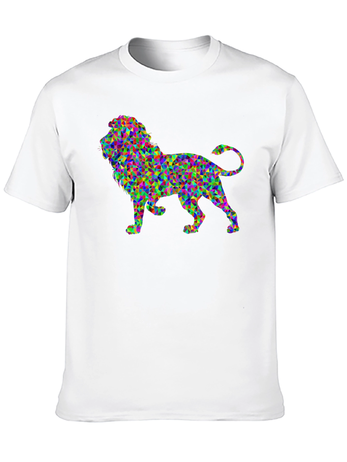 Geometric Lion Graphic Black T-Shirt