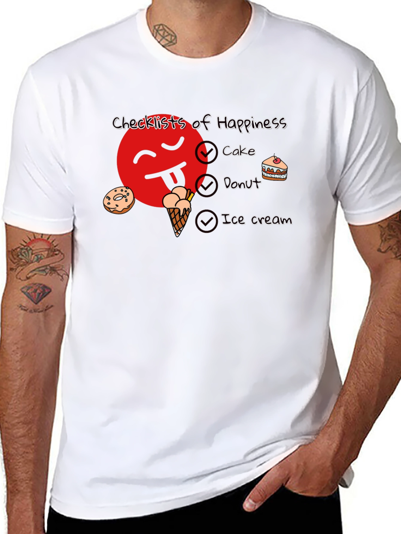 Happiness Checklist Black Graphic T-Shirt