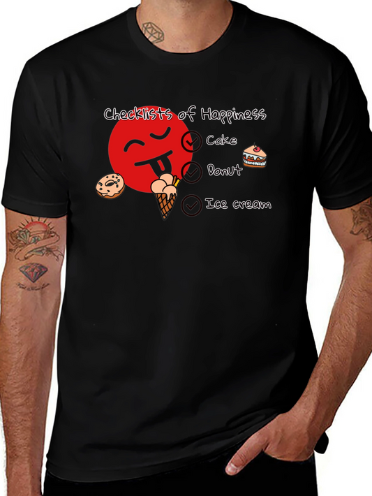 Happiness Checklist Black Graphic T-Shirt