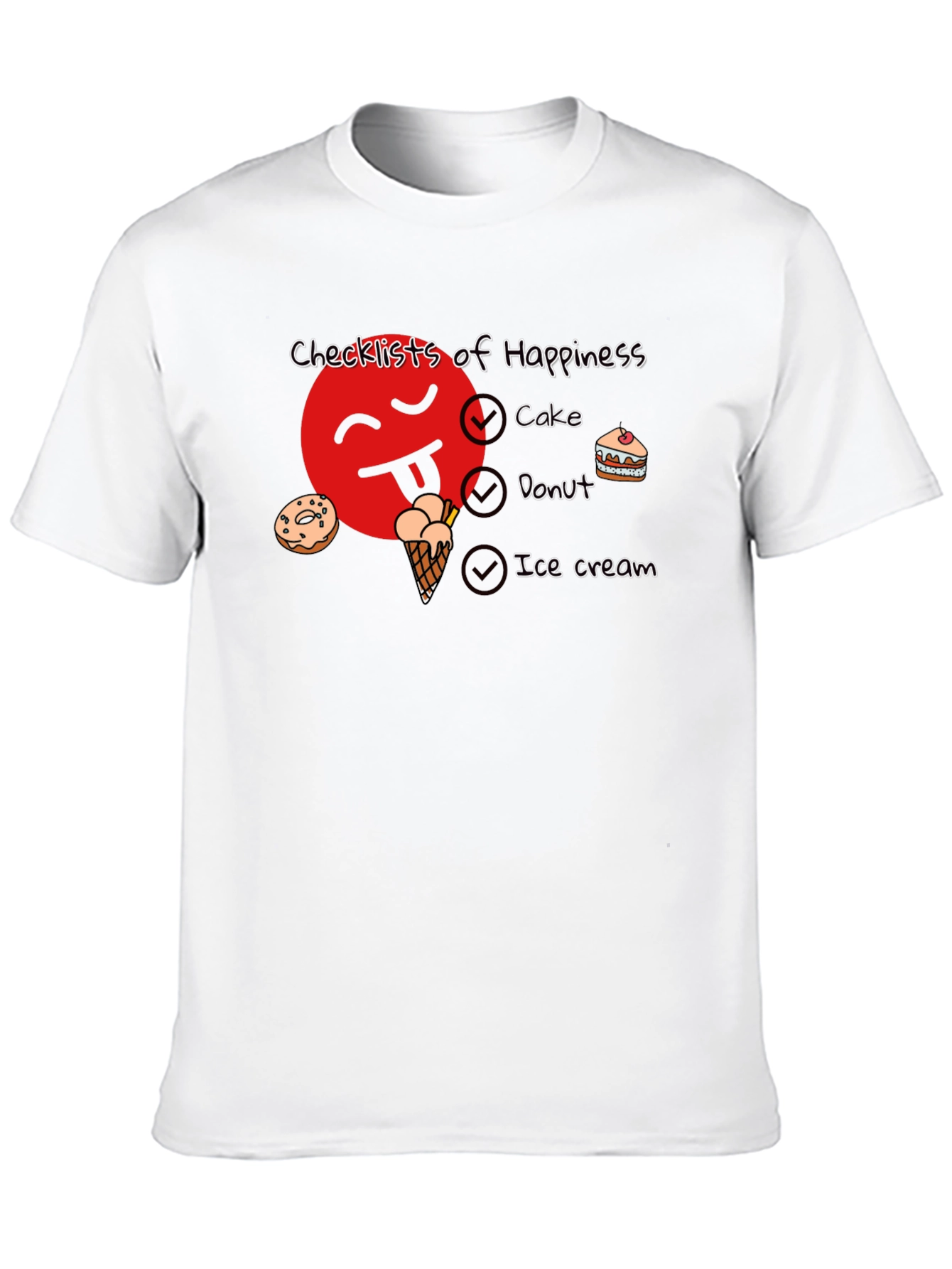 Happiness Checklist Black Graphic T-Shirt