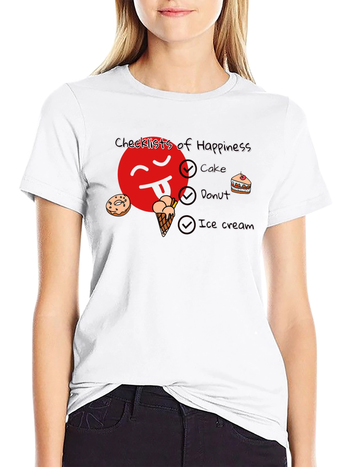 Happiness Checklist Black Graphic T-Shirt