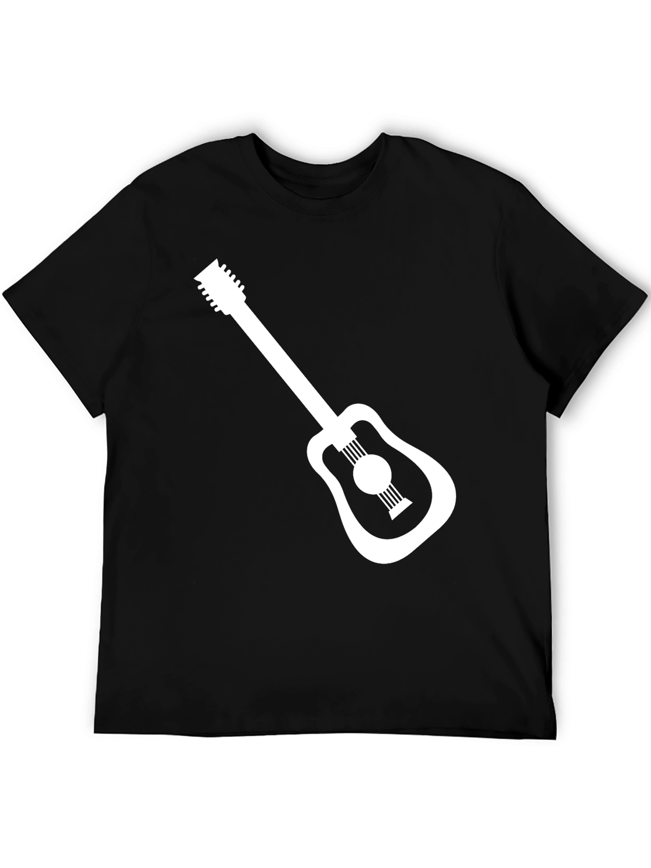 Guitar Graphic Tee - Black Cotton Casual T-Shirt
