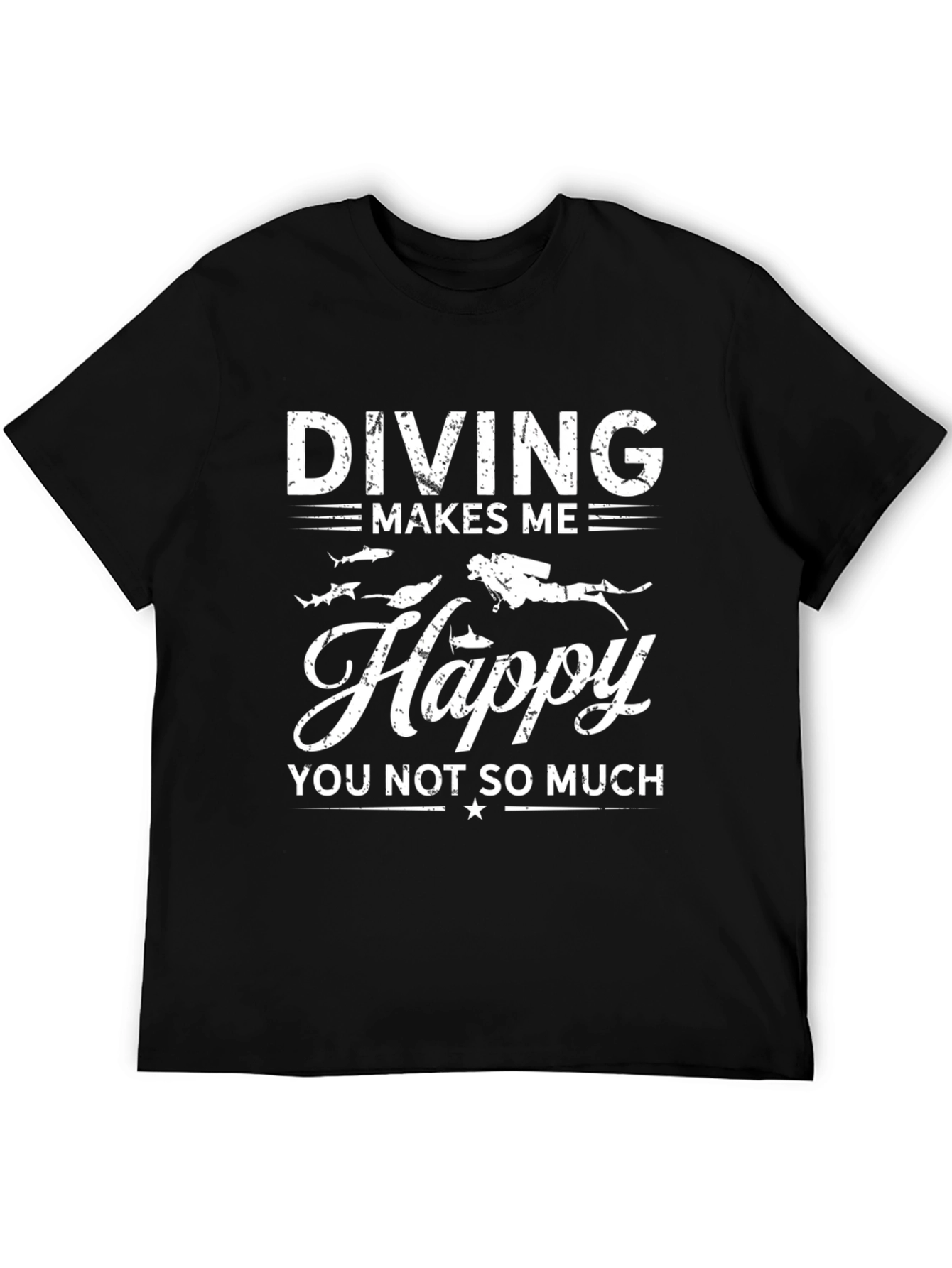 Diving Makes Me Happy Black Graphic T-Shirt