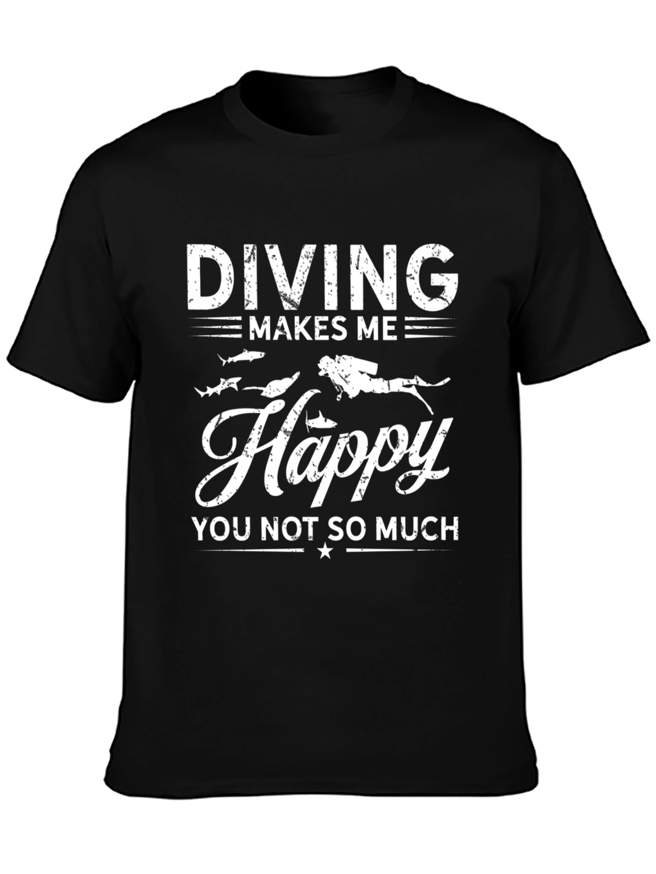 Diving Makes Me Happy Black Graphic T-Shirt