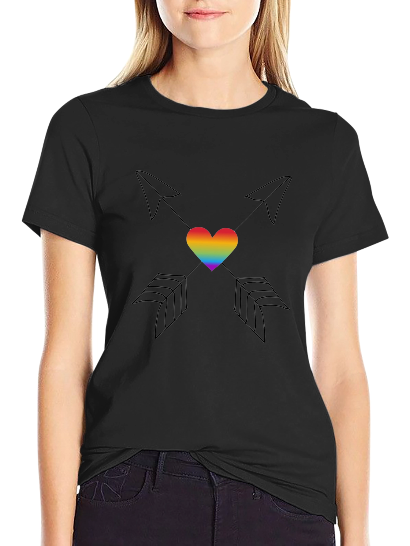 Heart & Arrows Graphic T-Shirt - Black