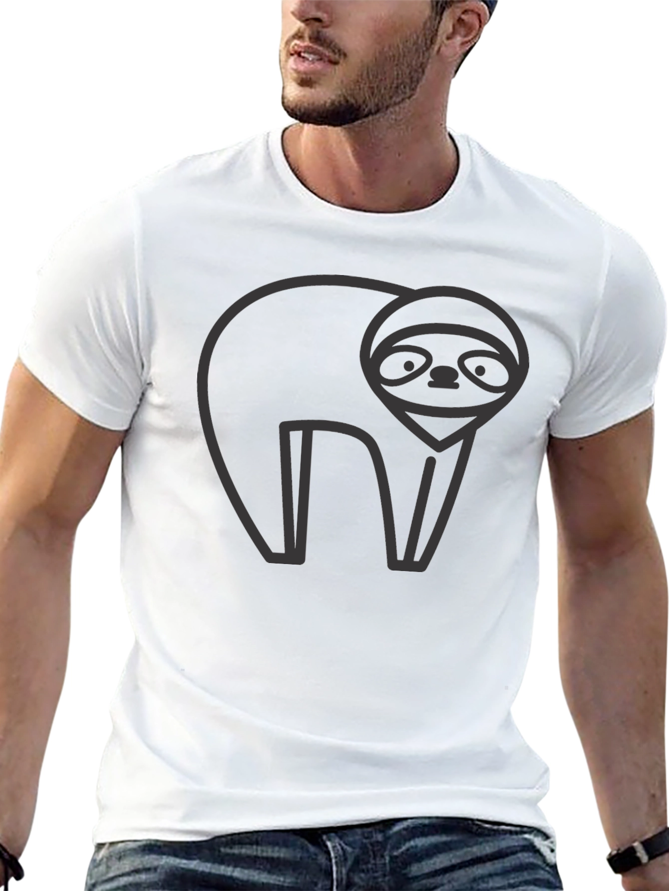 Sloth Graphic Tee - Black Crew Neck
