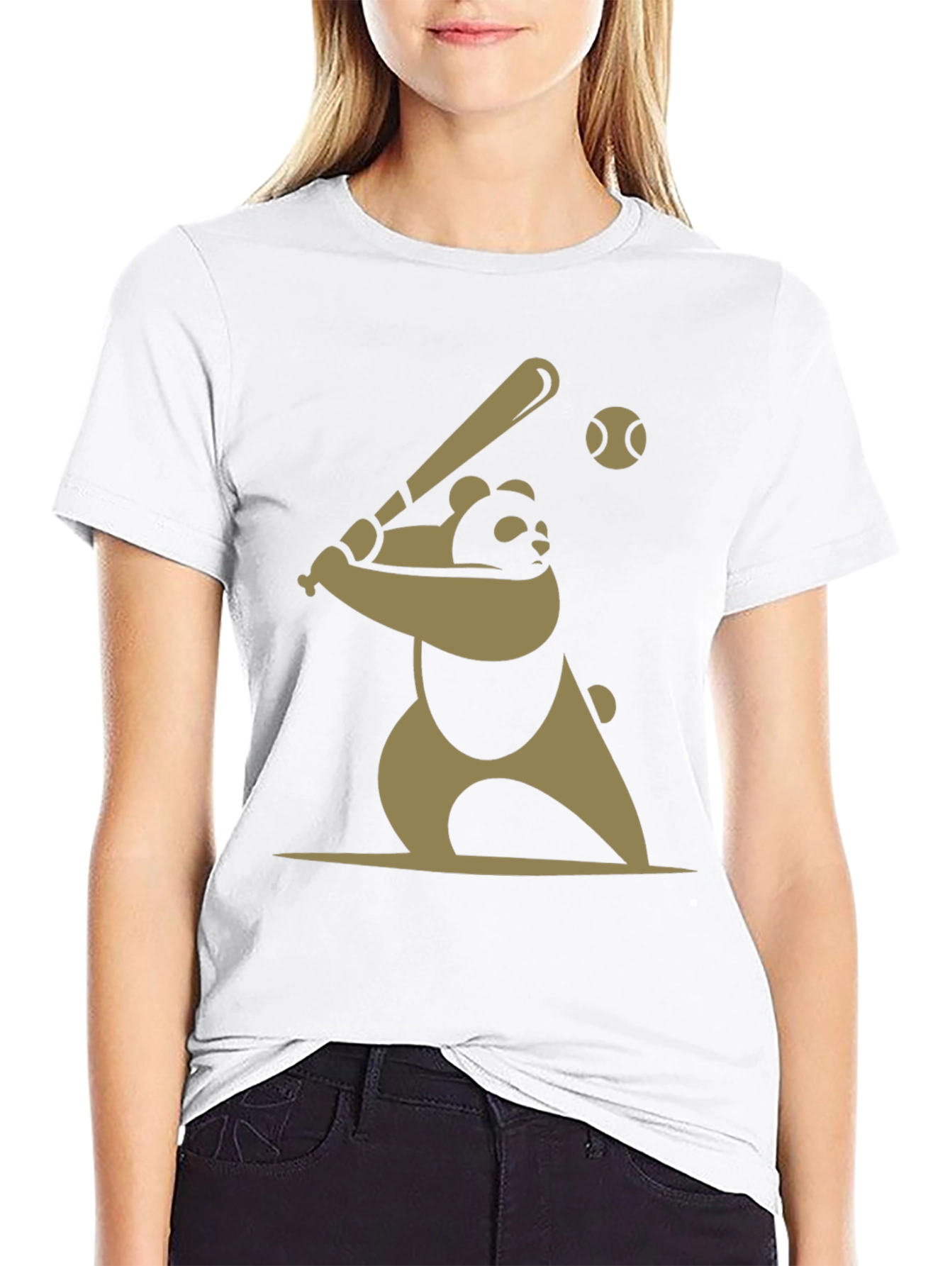 Panda Baseball Graphic Tee - Casual Cotton T-Shirt