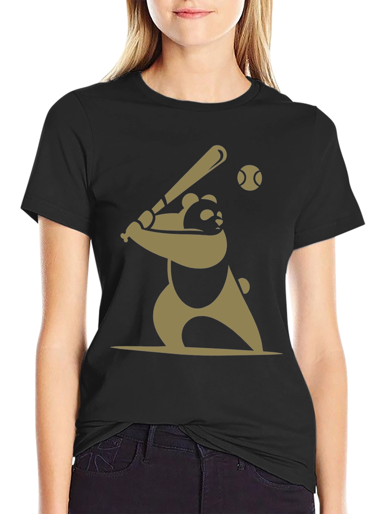 Panda Baseball Graphic Tee - Casual Cotton T-Shirt